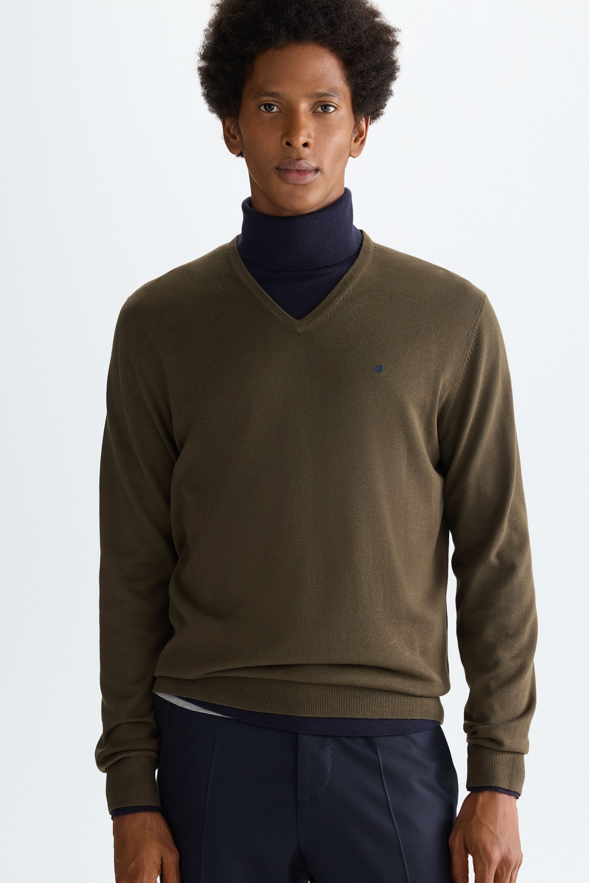 Jersey algodón pima cuello pico