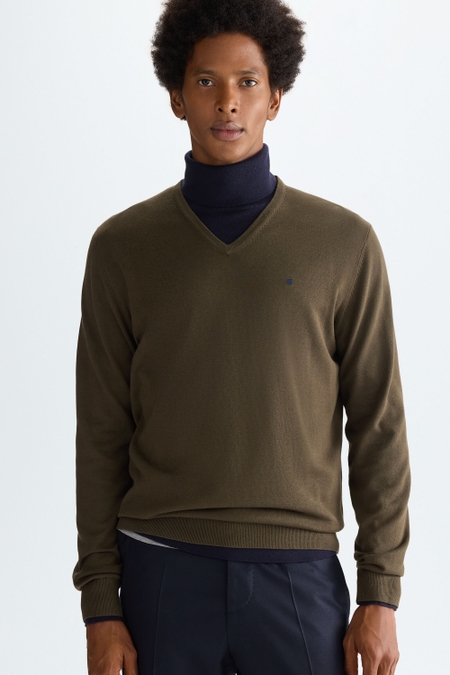 PIMA COTTON V-NECK SWEATER