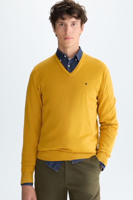 PIMA COTTON V-NECK SWEATER