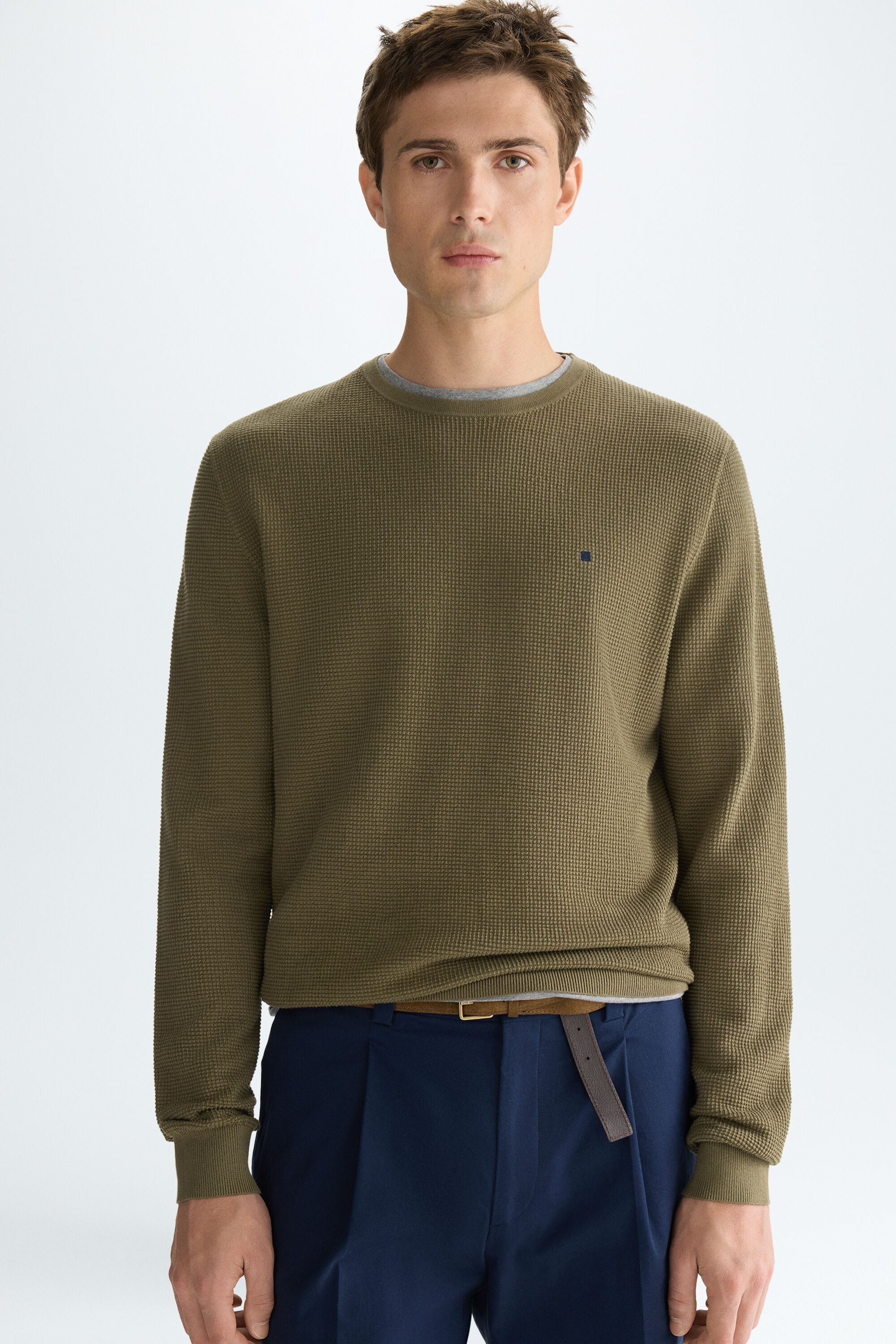 Textured pima cotton sweater