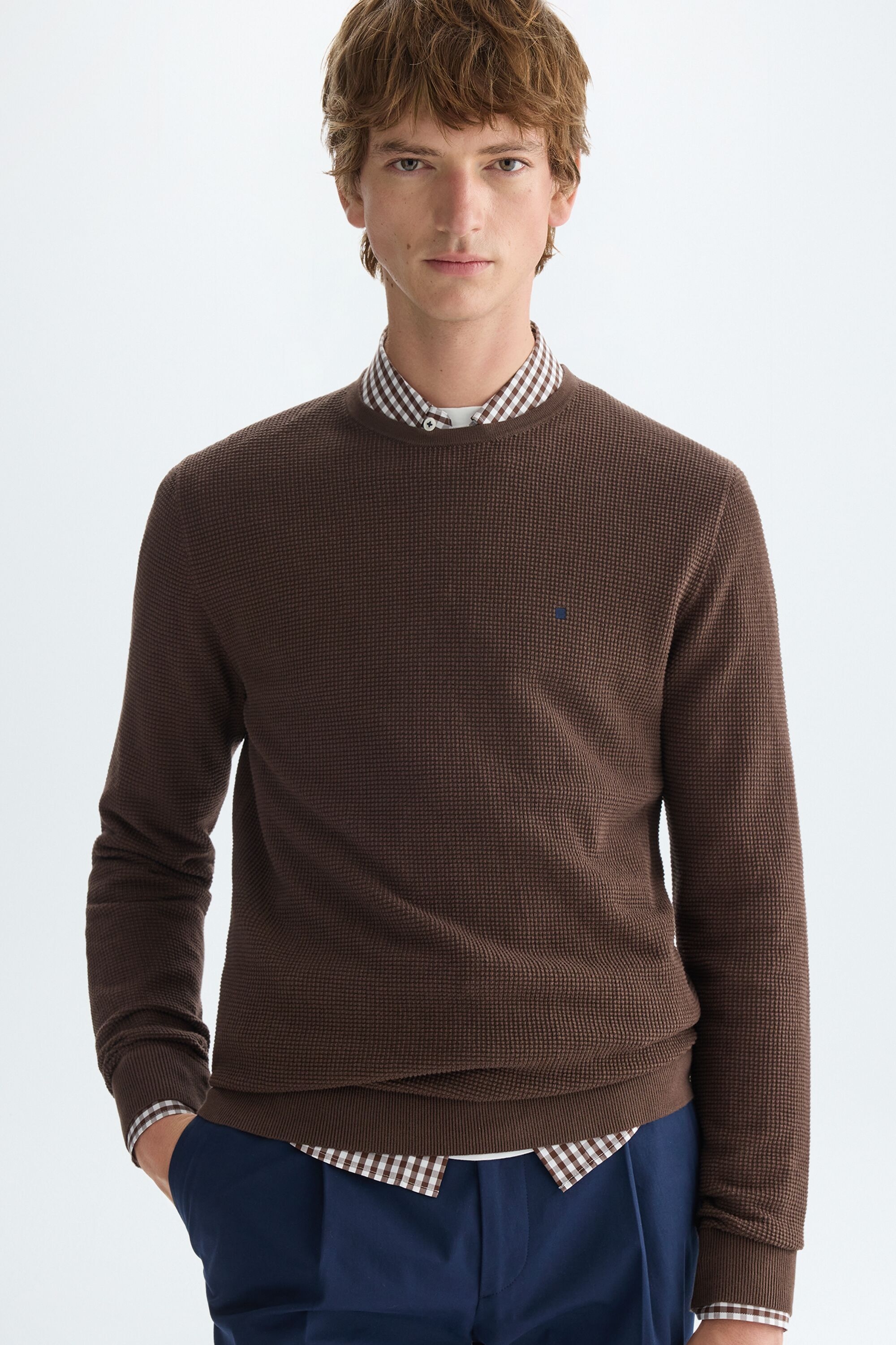 Textured pima cotton sweater