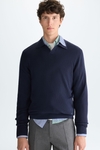 Polo collar textured pima cotton sweater