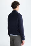 Polo collar textured pima cotton sweater