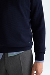 Polo collar textured pima cotton sweater