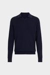 Polo collar textured pima cotton sweater