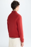 Polo collar textured pima cotton sweater
