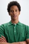 Origami textured knit polo shirt