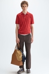 Origami textured knit polo shirt