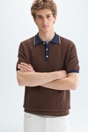 Textured knit polo shirt