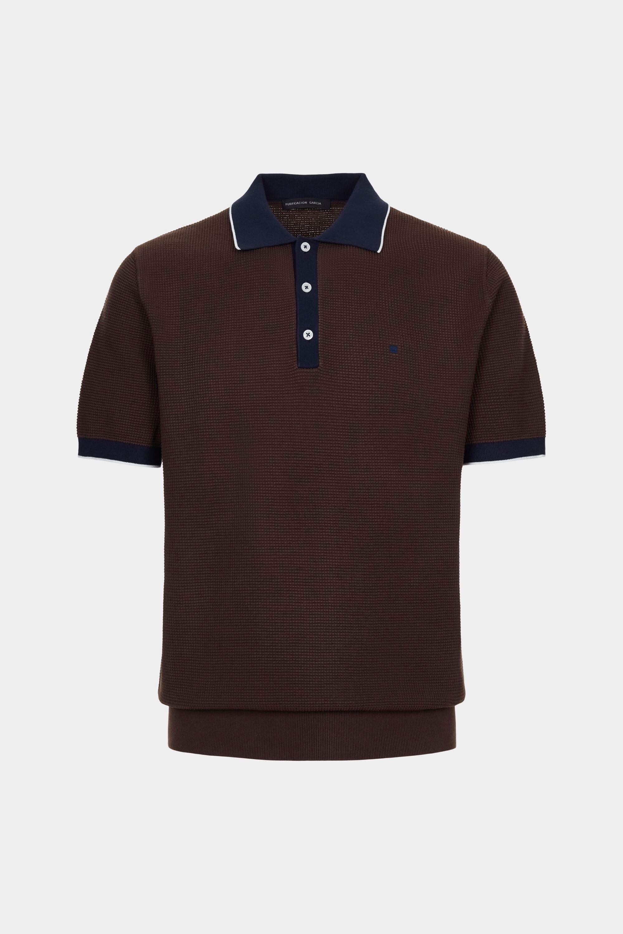 Textured knit polo shirt brown - Purificacion Garcia Germany