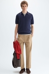 Open-collar knit polo shirt