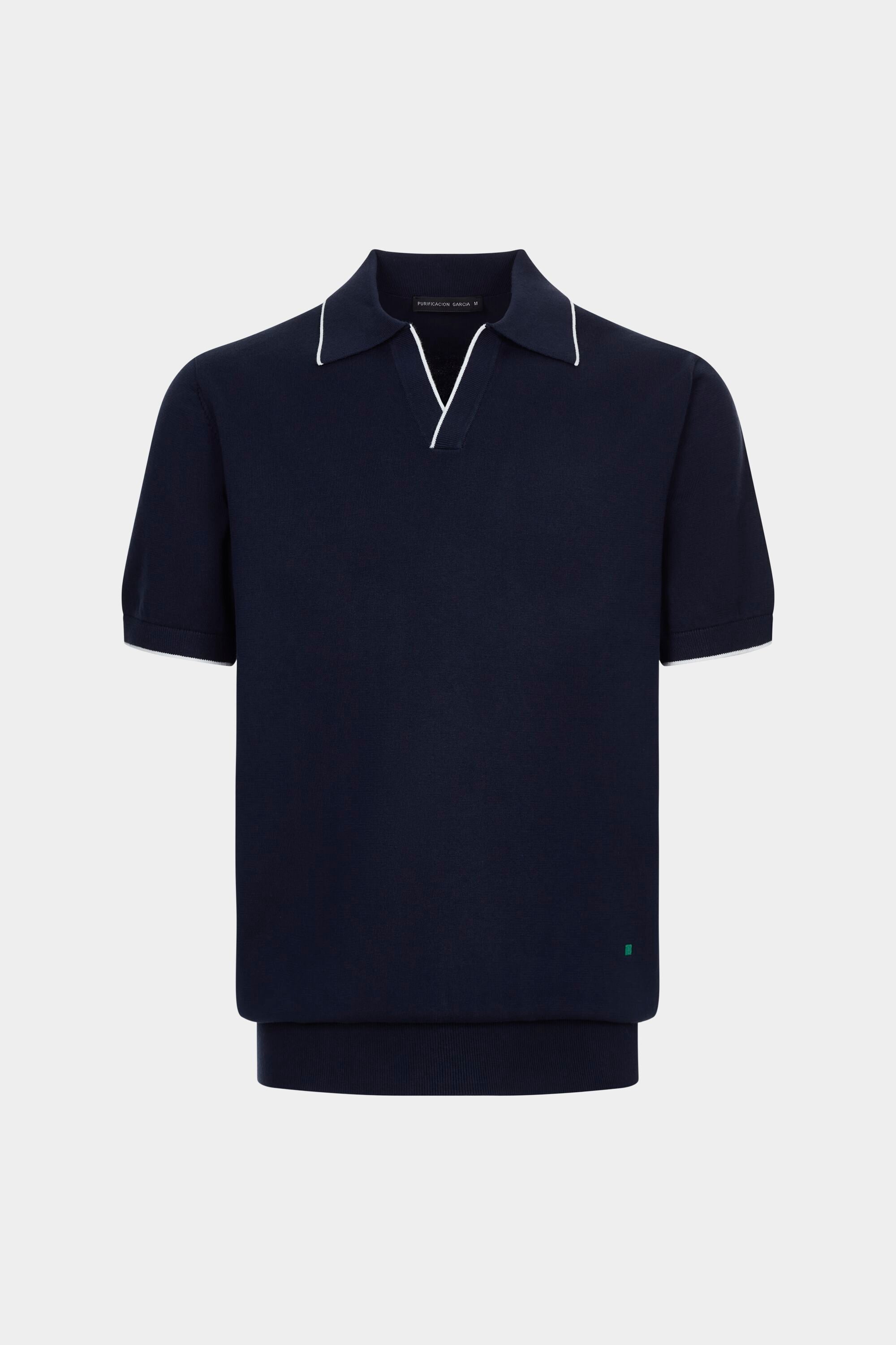 Open-collar knit polo shirt navy - Purificacion Garcia
