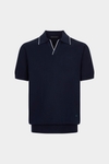 Open-collar knit polo shirt
