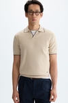 Open-collar knit polo shirt