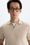 Open-collar knit polo shirt