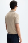 Open-collar knit polo shirt