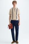 Striped knit half-zip polo shirt
