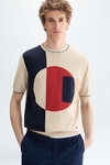 Geometric intarsia knit t-shirt