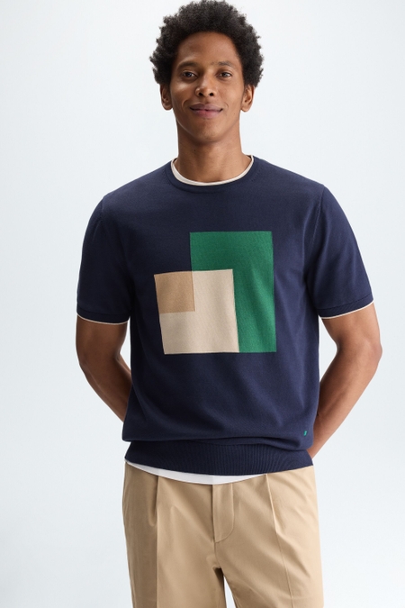 GEOMETRY INTARSIA KNIT T-SHIRT