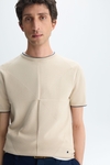 Origami intarsia knit short-sleeved sweater