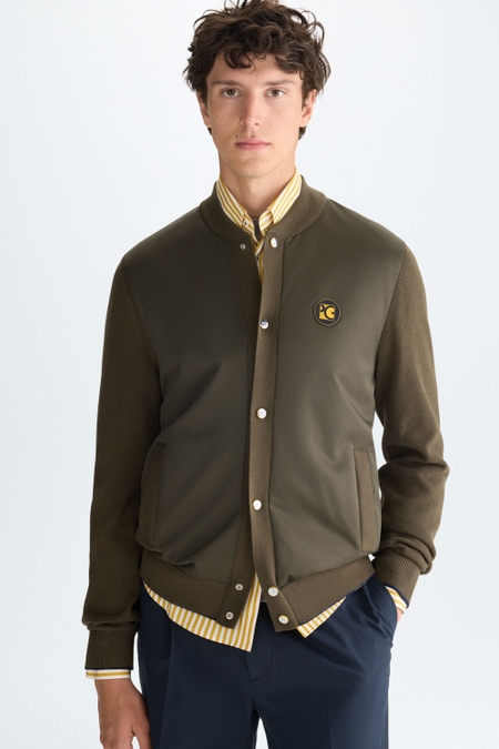QUILTED NYLON KNIT BOMBER JACKET