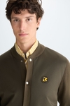 Quilted nylon knit bomber jacket