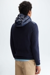 Hooded quilted nylon knit cardigan