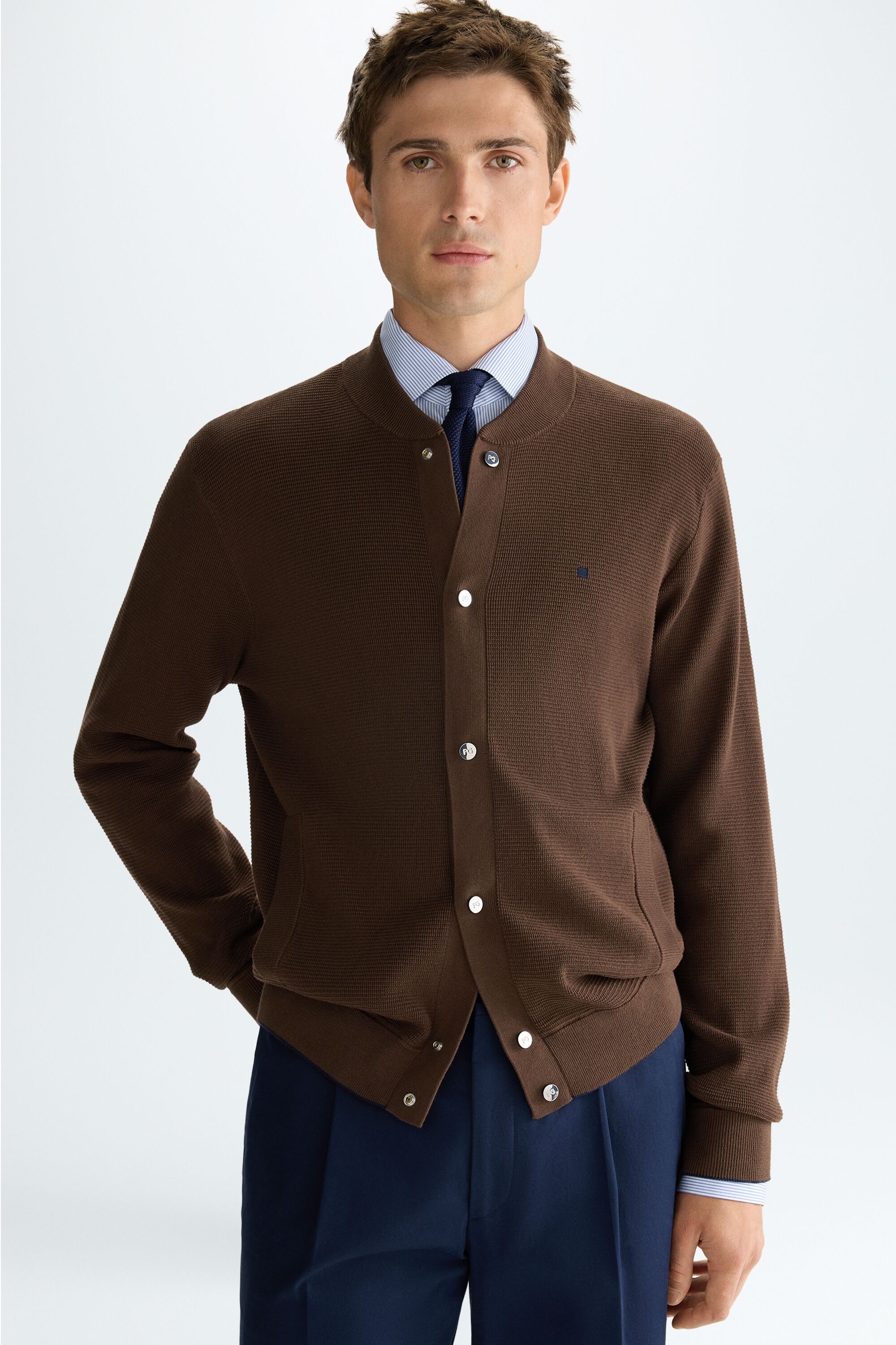 Pima cotton knit bomber jacket