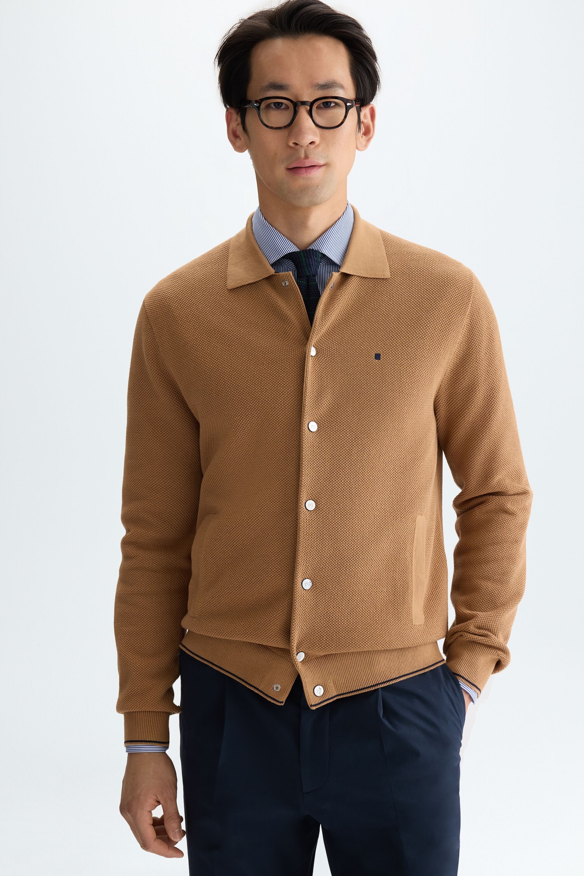 Pima cotton textured knit overshirt