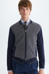 Pima cotton jacquard knit bomber jacket