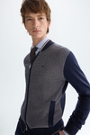 Pima cotton jacquard knit bomber jacket