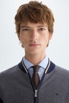 Pima cotton jacquard knit bomber jacket