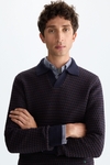 Polo collar cotton textured sweater