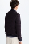 Polo collar cotton textured sweater