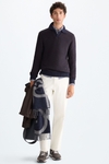 Polo collar cotton textured sweater