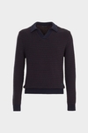 Polo collar cotton textured sweater