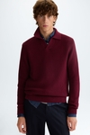 Polo collar cotton textured sweater
