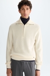 Fisherman's rib knit half-zip sweater
