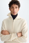 Fisherman's rib knit half-zip sweater