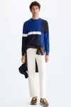 Colourblock intarsia pima cotton sweater