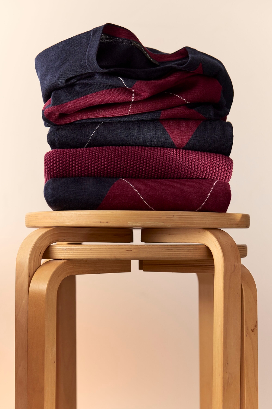 DIAMOND INTARSIA PIMA COTTON MERINO WOOL SWEATER