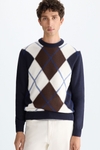Diamond intarsia cotton sweater