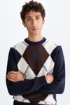 Diamond intarsia cotton sweater