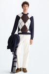 Diamond intarsia cotton sweater