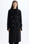 Double-faced wool double-breasted tailored coat