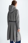 Detachable hood double-faced wool midi coat