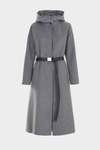 Detachable hood double-faced wool midi coat