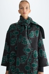 Jacquard oversize coat with detachable scarf