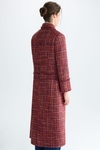 Jewel-buttoned woven fitted coat
