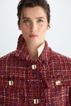 Jewel-buttoned woven fitted coat